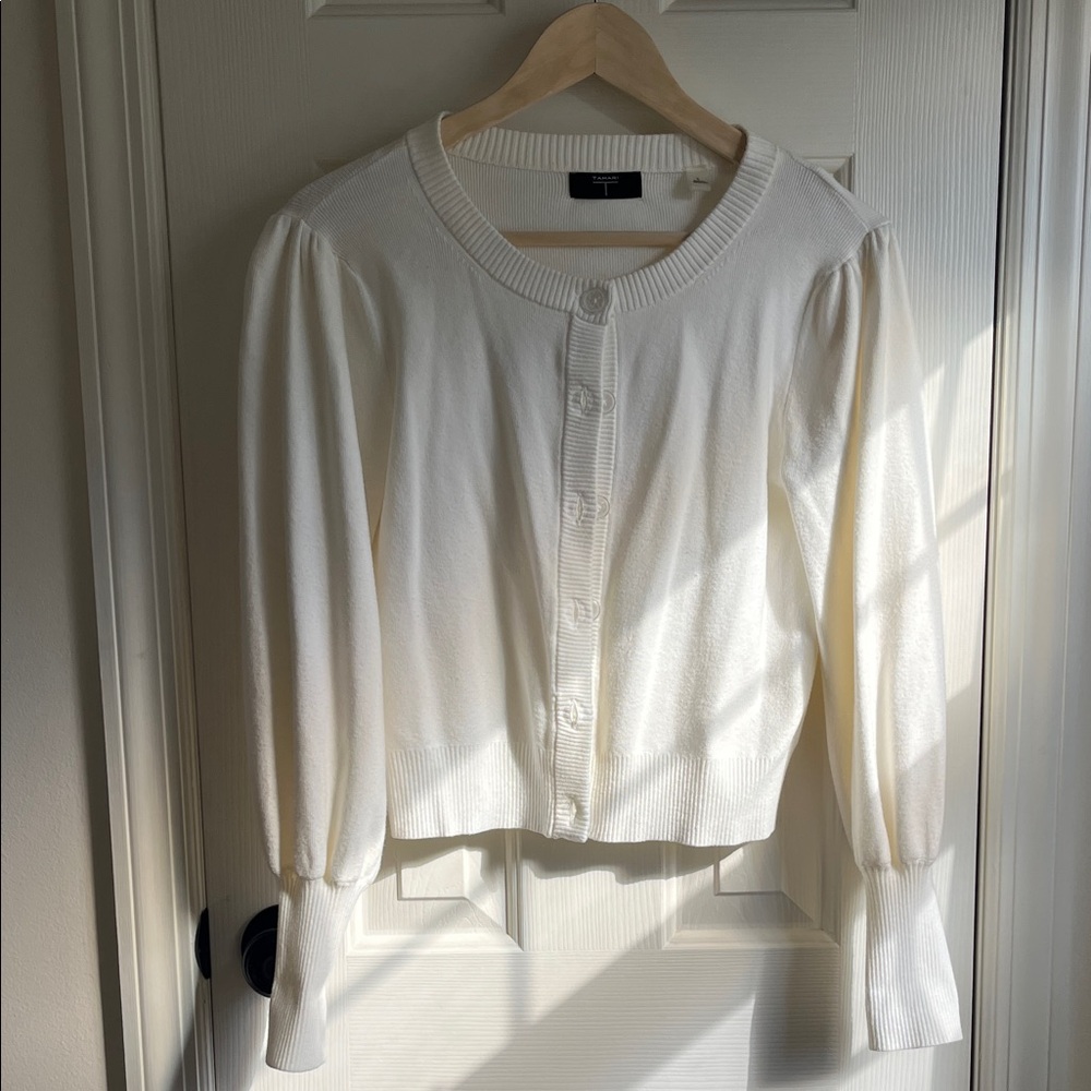 Tahari Cream Button-Up Cardigan